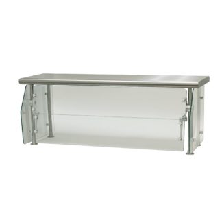 Advance Tabco DSG-18S-144 144" Multi-Use Sneeze Guard w/ Stainless Top Shelf - 18"D, Counter-Mount, Glass