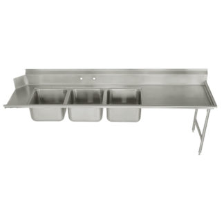 Advance Tabco DTC-3-1620-84R Dish Table - (3) 16x20x12" Bowls, 15" Right Drainboard, 16 ga 304 Stainless