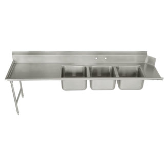 Advance Tabco DTC-3-2020-120L Dish Table - (3) 20x20x12" Bowls, 39" Left Drainboard, 16 ga 304 Stainless
