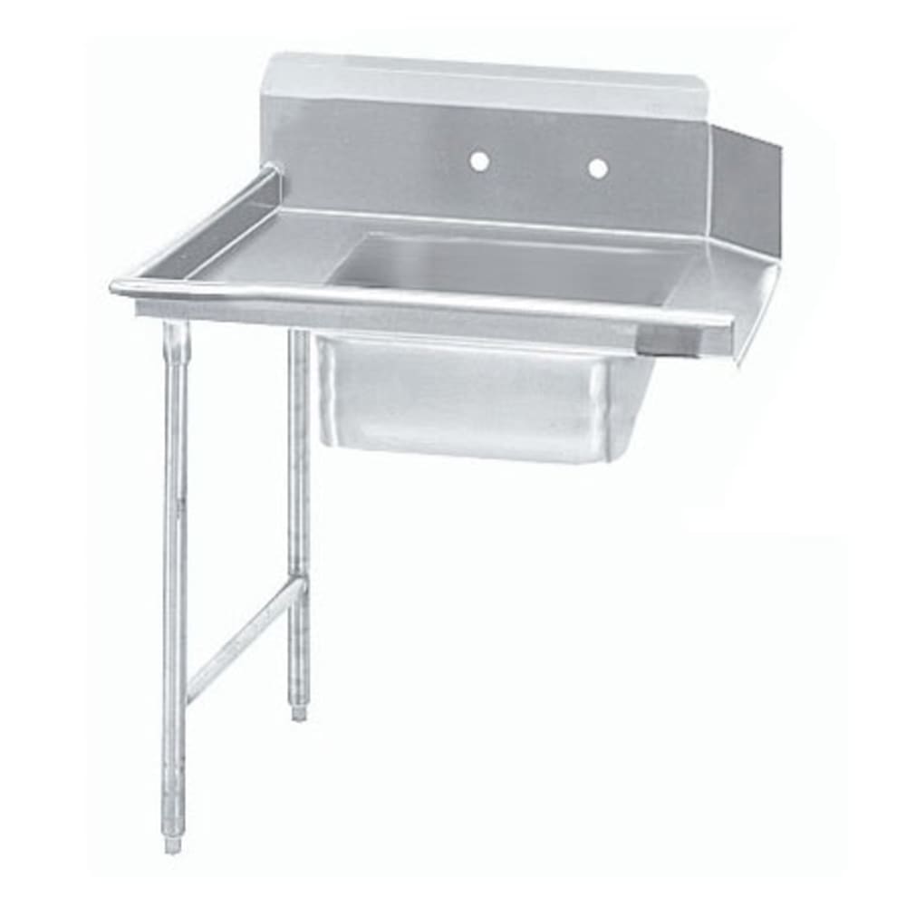 Advance Tabco DTS-S30-36L 35" L R Straight Soil Table - 10 1/2" Backsplash, Stainless Legs, 14 ga 304 Stainless