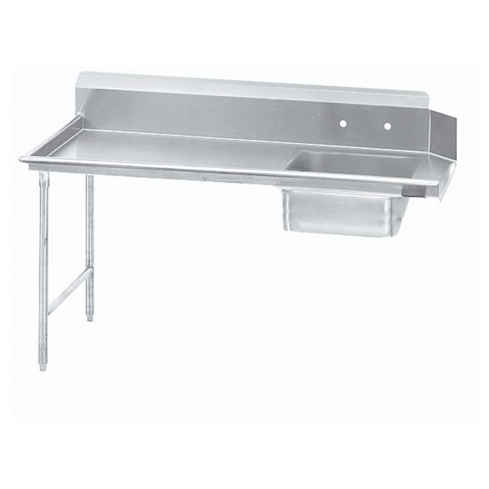Advance Tabco DTS-S30-48L 47" L R Straight Soil Table - 10 1/2" Backsplash, Stainless Legs, 14 ga 304 Stainless