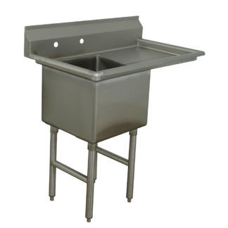 Advance Tabco FC-1-1620-18R 36 1/2" 1 Compartment Sink w/ 16"L x 20"W Bowl, 14" Deep