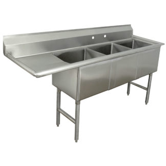Advance Tabco FC-3-2424-18L 92 1/2" 3 Compartment Sink w/ 24"L x 24"W Bowl, 14" Deep