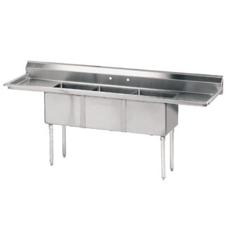 Advance Tabco FE-3-1812-24RL 102" 3 Compartment Sink w/ 18"L x 24"W Bowl, 12" Deep