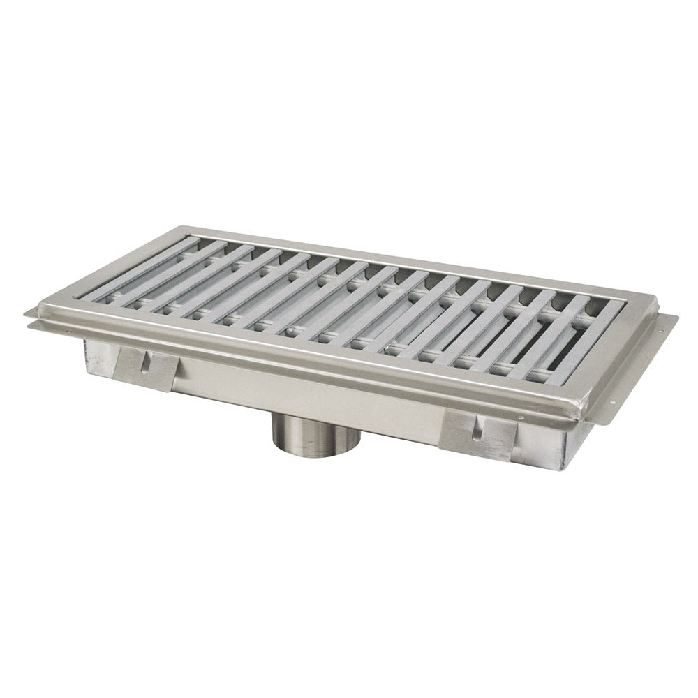 Advance Tabco FFTG-18120 Floor Trough - Removable Strainer Basket, Fiberglass Grating, 12x120x4