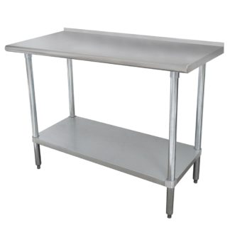 Advance Tabco FLAG-364 48" 16 ga Work Table w/ Undershelf & 430 Series Stainless Top, 1 1/2" Backsplash