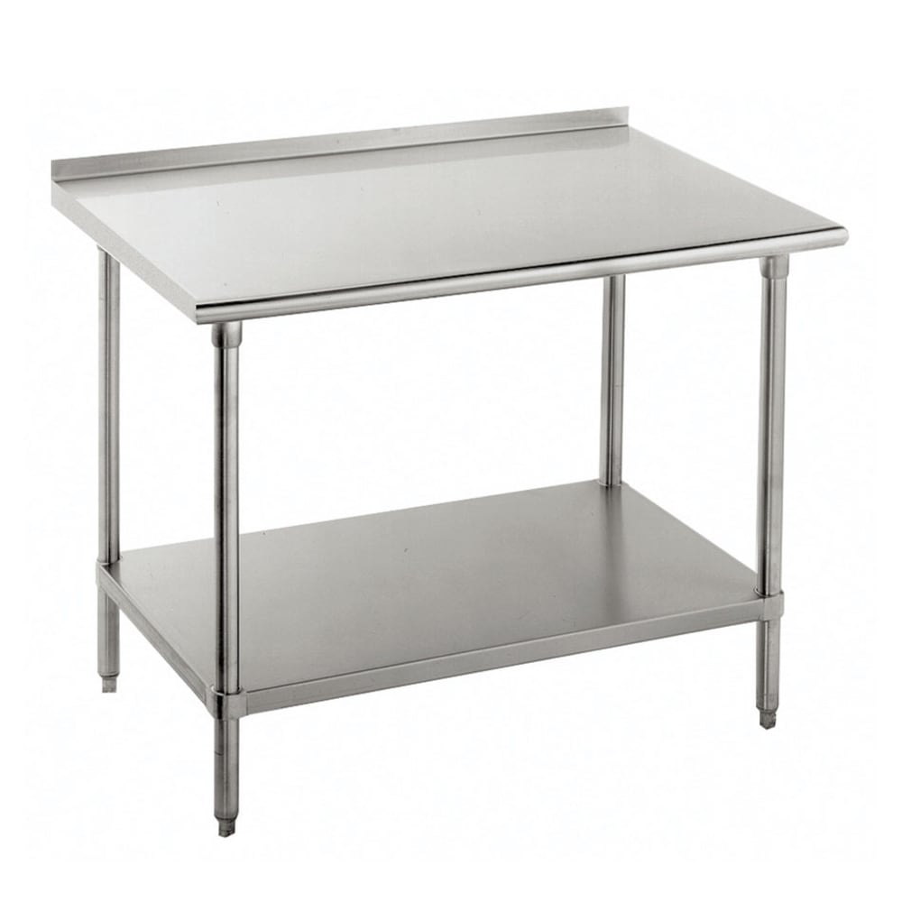 Advance Tabco FMG-300 30" 16 ga Work Table w/ Undershelf & 304 Series Stainless Top, 1 1/2" Backsplash