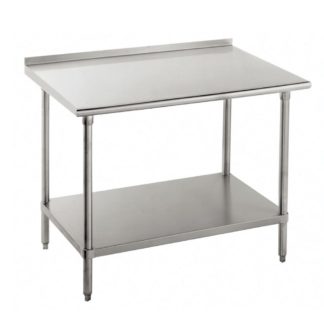 Advance Tabco FMS-244 48" 16 ga Work Table w/ Undershelf & 304 Series Stainless Top, 1 1/2" Backsplash