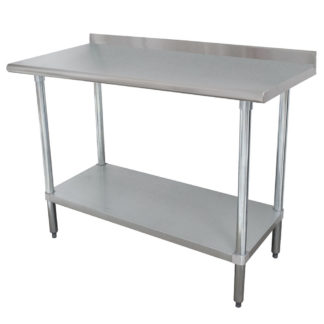 Advance Tabco FMSLAG-307 84" 16 ga Work Table w/ Undershelf & 304 Series Stainless Steel Top, 1 1/2" Backsplash