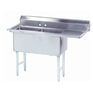 Advance Tabco FS-2-1824-18R 56 1/2" 2 Compartment Sink w/ 18"L x 24"W Bowl, 14" Deep