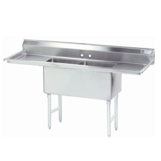 Advance Tabco FS-2-1824-18RL 72" 2 Compartment Sink w/ 18"L x 24"W Bowl, 14" Deep