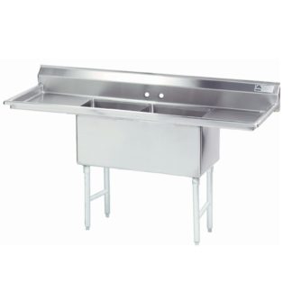 Advance Tabco FS-2-1824-24RL 84" 2 Compartment Sink w/ 18"L x 24"W Bowl, 14" Deep
