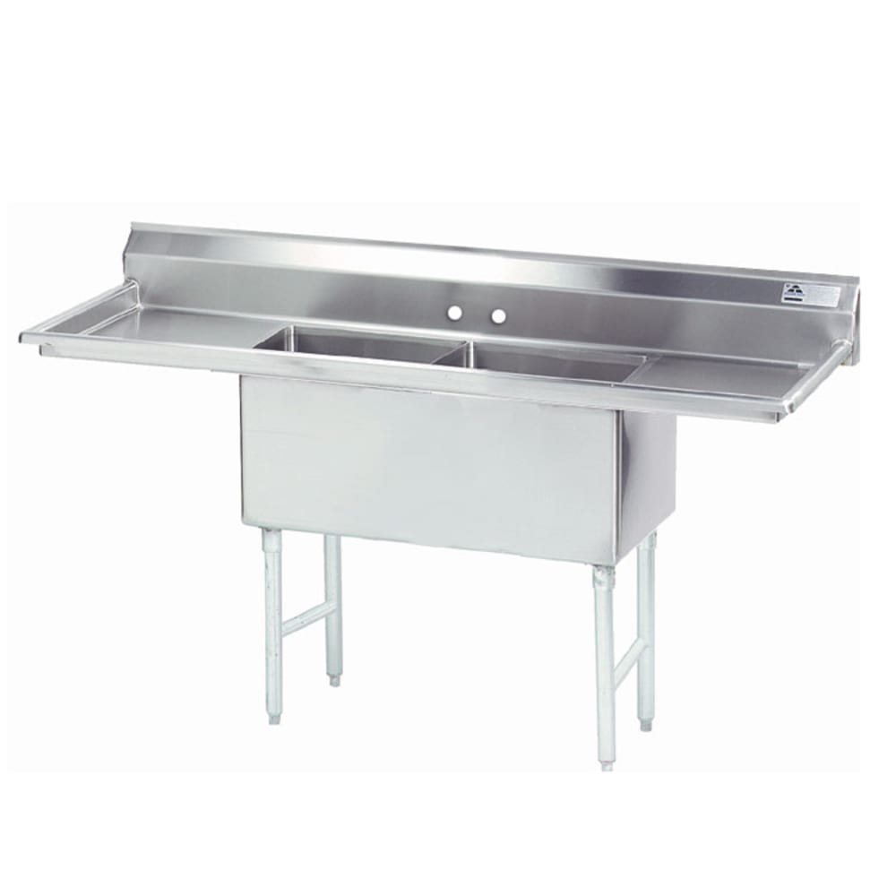 Advance Tabco FS-2-2424-18RL 84" 2 Compartment Sink w/ 24"L x 24"W Bowl, 14" Deep