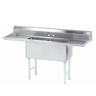 Advance Tabco FS-2-2424-24RL 96" 2 Compartment Sink w/ 24"L x 24"W Bowl, 14" Deep