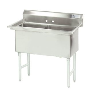 Advance Tabco FS-2-3024 65" 2 Compartment Sink w/ 30"L x 24"W Bowl, 14" Deep