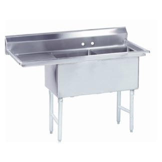 Advance Tabco FS-2-3024-24L 86 1/2" 2 Compartment Sink w/ 30"L x 24"W Bowl, 14" Deep