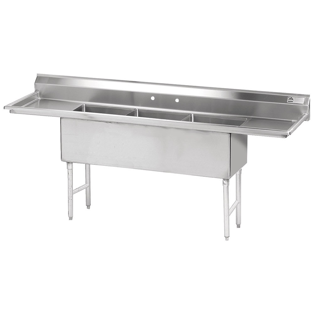 Advance Tabco FS-3-1824-18RL 90" 3 Compartment Sink w/ 18"L x 24"W Bowl, 14" Deep