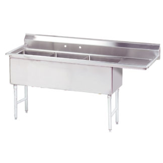 Advance Tabco FS-3-1824-24R 80 1/2" 3 Compartment Sink w/ 18"L x 24"W Bowl, 14" Deep