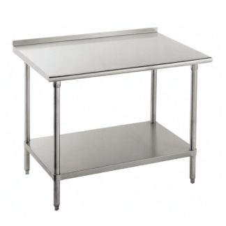 Advance Tabco FSS-249 108" 14 ga Work Table w/ Undershelf & 304 Series Stainless Top, 1 1/2" Backsplash