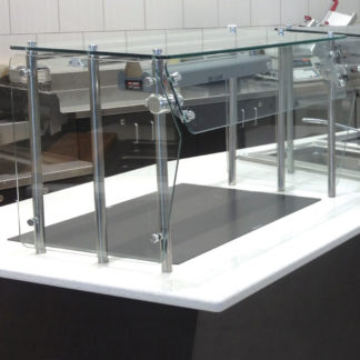 Advance Tabco GSG-18-72 Food Shield - Heat Tempered Glass Top Shelf, Front, Side Panels, 18x72x18