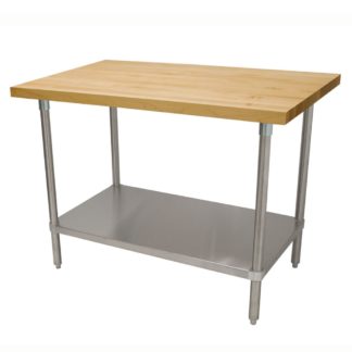 Advance Tabco H2G-246 1 3/4" Maple Top Work Table w/ Undershelf, 72"L x 24"D