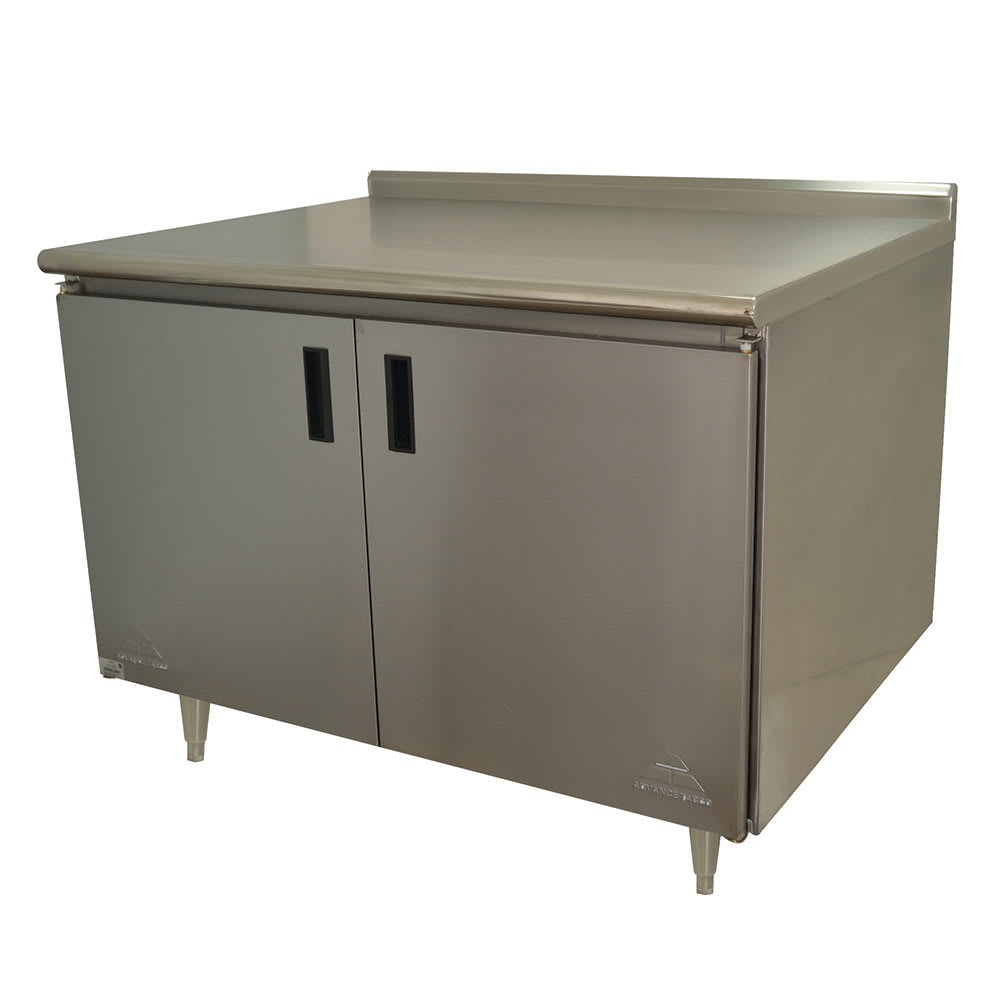 Advance Tabco HK-SS-365M 60" Enclosed Work Table w/ Swing Doors & Midshelf, 5" Backsplash, 36"D