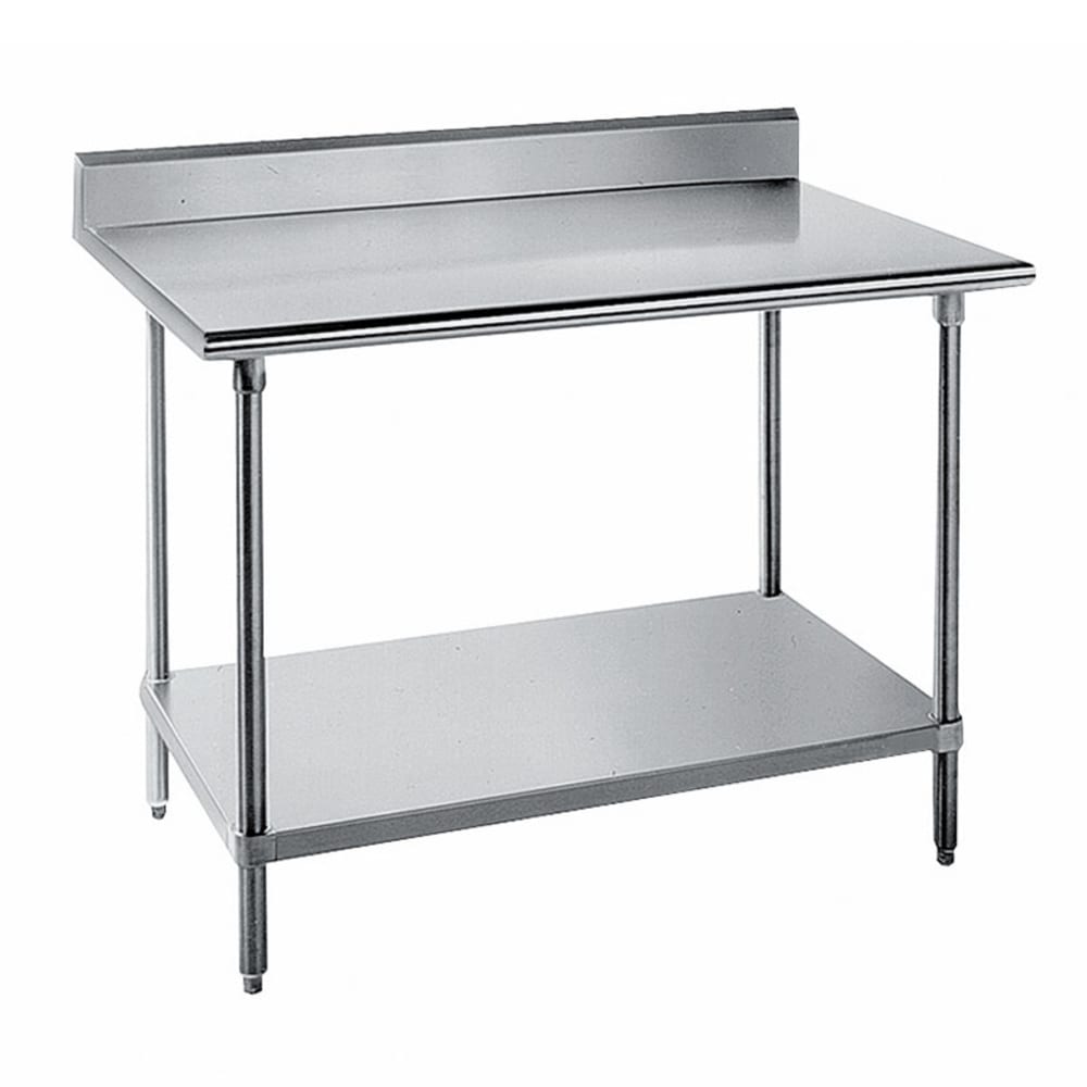Advance Tabco KAG-244 48" 16 ga Work Table w/ Undershelf & 430 Series Stainless Top, 5" Backsplash