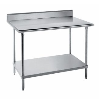 Advance Tabco KAG-308 96" 16 ga Work Table w/ Undershelf & 430 Series Stainless Top, 5" Backsplash