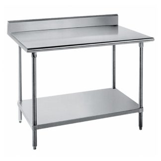 Advance Tabco KLG-243 36" 14 ga Work Table w/ Undershelf & 304 Series Stainless Top, 5" Backsplash