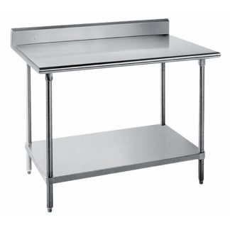 Advance Tabco KLG-306 72" 14 ga Work Table w/ Undershelf & 304 Series Stainless Top, 5" Backsplash