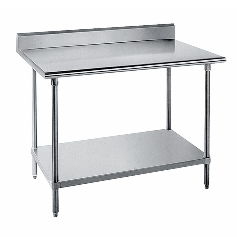 Advance Tabco KMG-242 24" 16 ga Work Table w/ Undershelf & 304 Series Stainless Top, 5" Backsplash