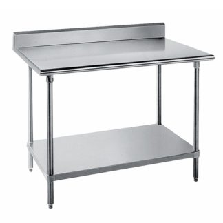 Advance Tabco KMS-302 24" 16 ga Work Table w/ Undershelf & 304 Series Stainless Top, 5" Backsplash