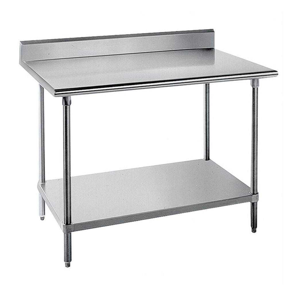 Advance Tabco KSS-3012 144" 14 ga Work Table w/ Undershelf & 304 Series Stainless Top, 5" Backsplash