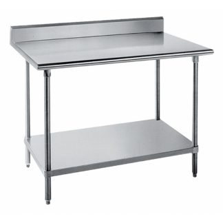 Advance Tabco KSS-304 48" 14 ga Work Table w/ Undershelf & 304 Series Stainless Top, 5" Backsplash
