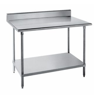 Advance Tabco KSS-369 108" 14 ga Work Table w/ Undershelf & 304 Series Stainless Top, 5" Backsplash