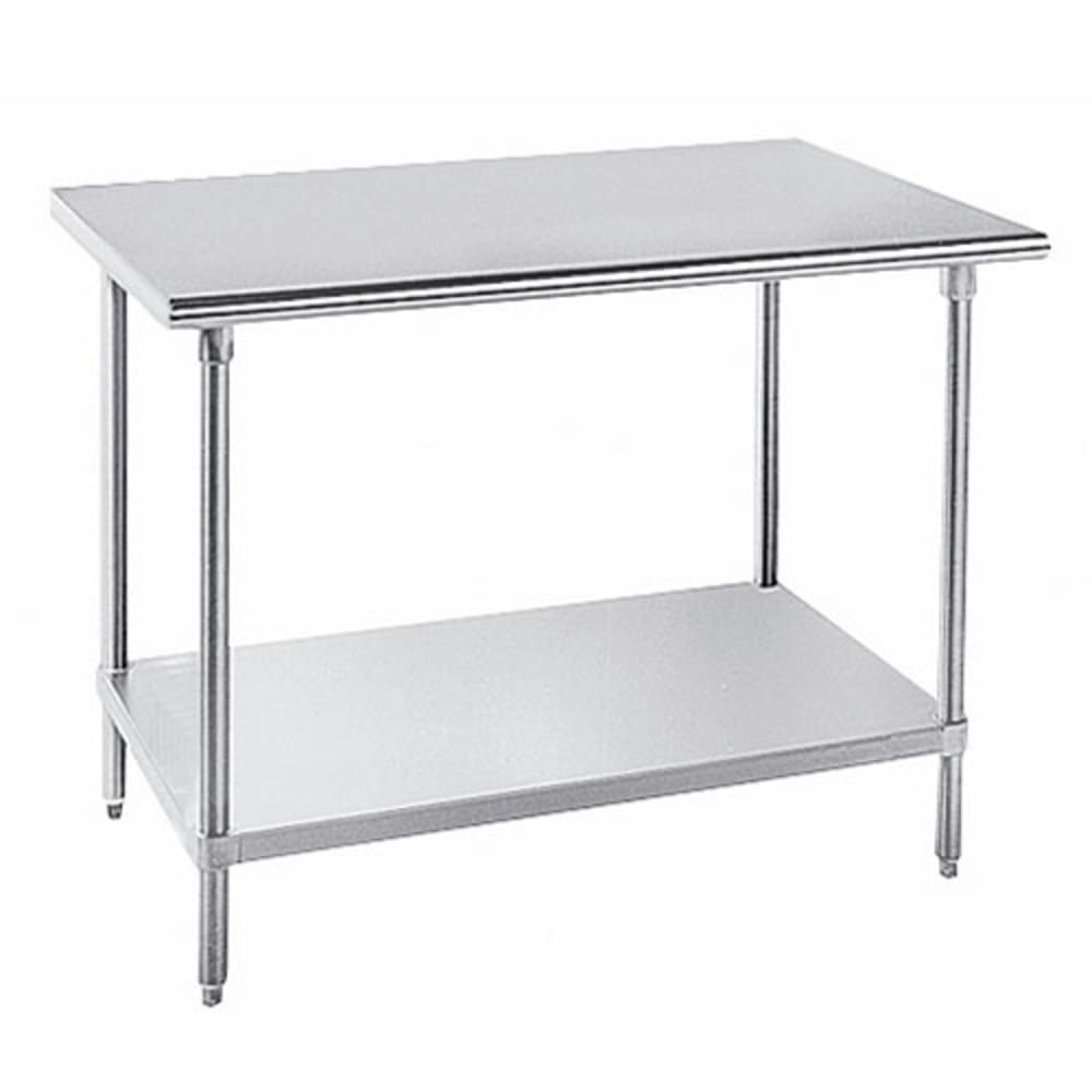 Advance Tabco SAG-2412 144" 16 ga Work Table w/ Undershelf & 430 Series Stainless Flat Top