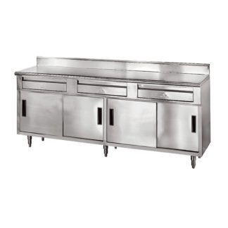 Advance Tabco SDRC-307 84" Enclosed Work Table w/ Sliding Doors & 5" Backsplash, 30"D