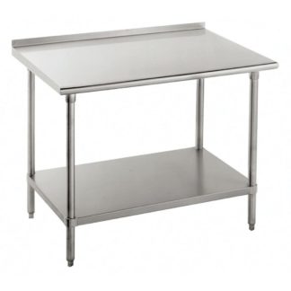 Advance Tabco SFG-243 36" 16 ga Work Table w/ Undershelf & 430 Series Stainless Top, 1 1/2" Backsplash