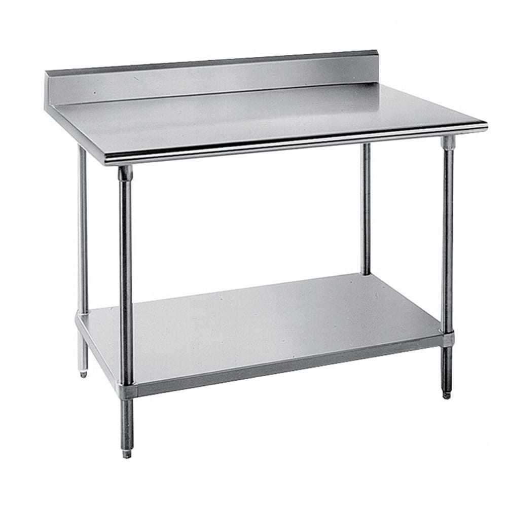 Advance Tabco SKG-244 48" 16 ga Work Table w/ Undershelf & 430 Series Stainless Top, 5" Backsplash