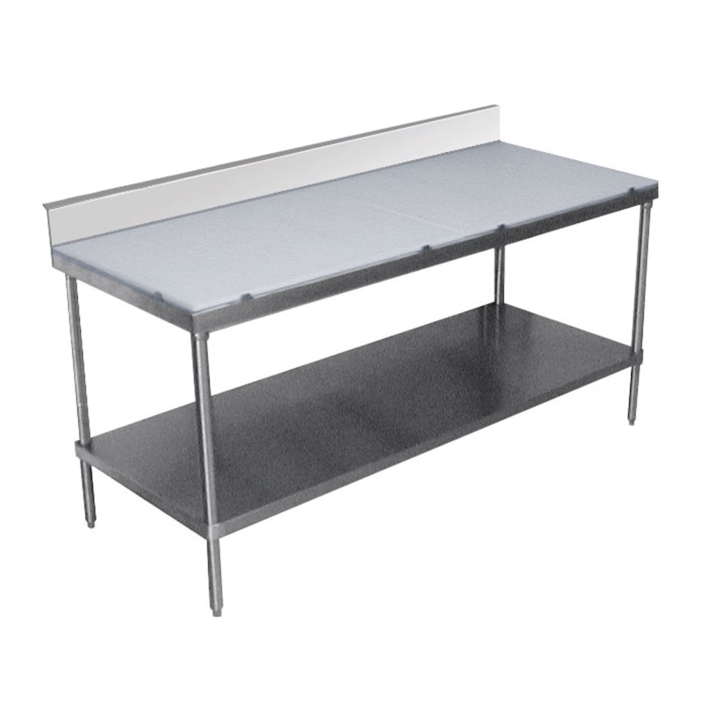 Advance Tabco SPS-304 48" Poly Top Work Table w/ 6" Backsplash & 5/8" Top, Stainless Base, 30"D