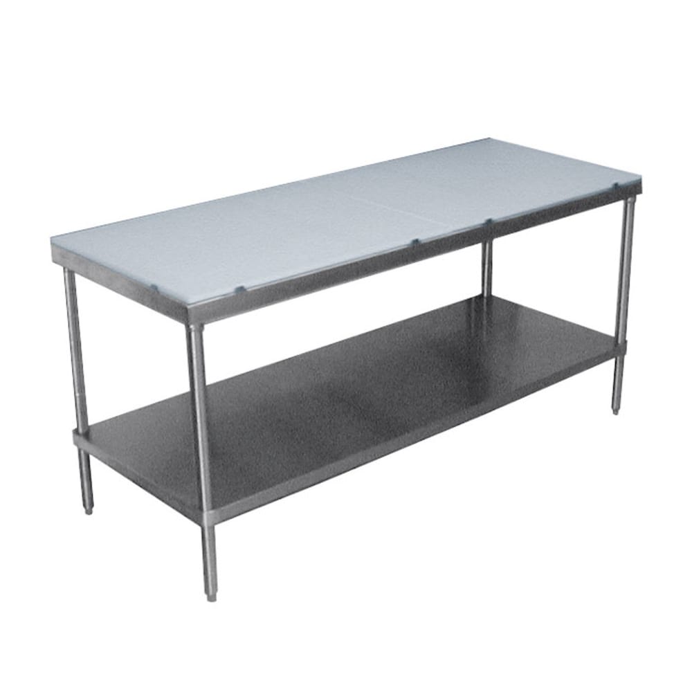 Advance Tabco SPT-3010 120" Poly Top Work Table w/ 5/8" Top, Stainless Base, 30"D