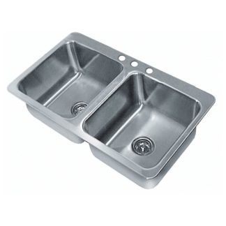Advance Tabco SS-2-4521-7 (2) Compartment Drop-in Sink - 20" x 16", Drain Included
