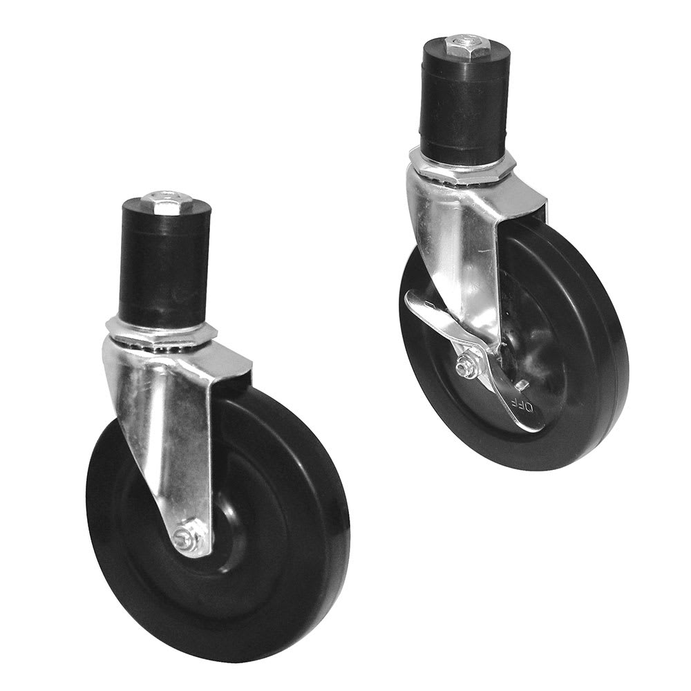 Advance Tabco TA-25 Casters, 5", Swivel, Rubber Wheels, Set of 4, 2 - Brakes