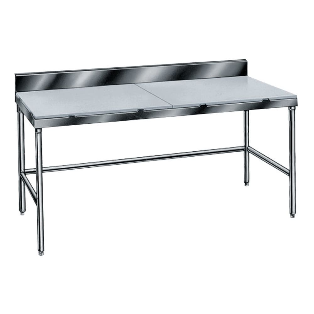 Advance Tabco TSPS-246 72" Poly Top Work Table w/ 6" Backsplash & 5/8" Top, Stainless Base, 24"D
