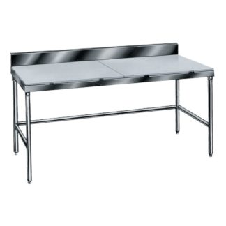 Advance Tabco TSPS-248 96" Poly Top Work Table w/ 6" Backsplash & 5/8" Top, Stainless Base, 24"D