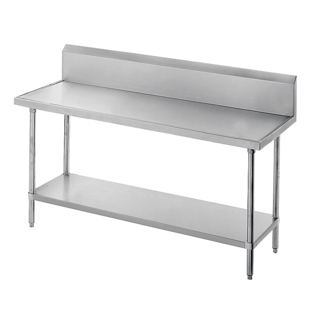 Advance Tabco VKS-3011 132" 14 ga Work Table w/ Undershelf & 304 Series Stainless Marine Top, 10" Backsplash