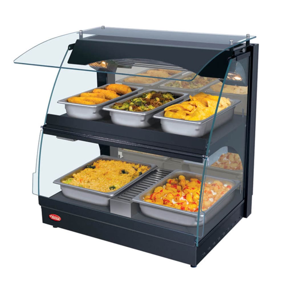 Hatco GRCMW-1DH 26" Self Service Countertop Heated Display Case - (2) Shelves, Black, 120v - Image 2