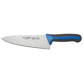 Winco KSTK-80 8" Chef's Knife w/ High Carbon Steel Blade & Black/Blue TPR Handle