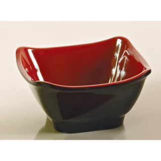 Yanco CR-5450 Black And Red Two-Tone Square Bowl, 10 Oz Capacity, 4.75" Length, 4.75" Width, 2.25" Height, Melamine, Black/Red Color, Pack of 48