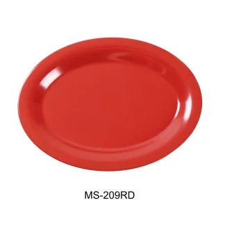 Yanco MS-209RD Mile Stone Oval Platter, 9.5" Length, 7.25" Width, Melamine, Orange Red Color, Pack of 24